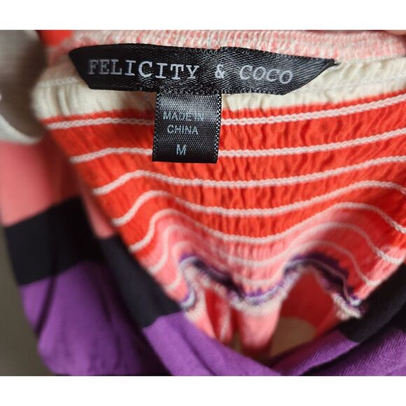 Felicity & Coco Womens Sz M Maxi Halter Dress Pink Purple Black Striped - Picture 2 of 3